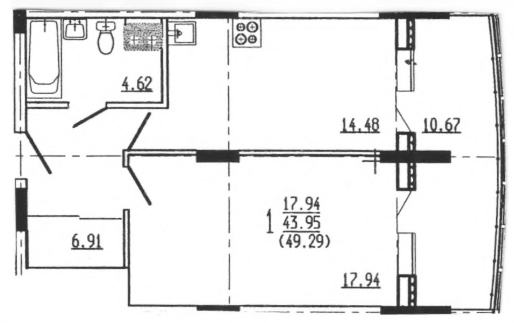 Планировка 1-комн.