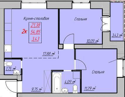 Планировка 2-комн. 15