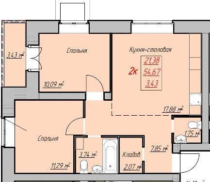 Планировка 2-комн. 17