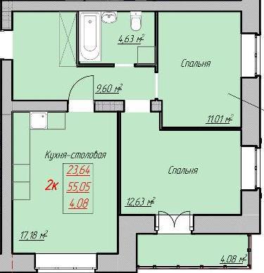 Планировка 2-комн. 19